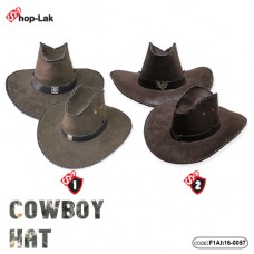 หมวกคาวบอย หนังกลับ สีน้ำตาล คาดเชือกถักสีดำ หมวกcowboy  มี 2 สี No.F1Ah16-0057 