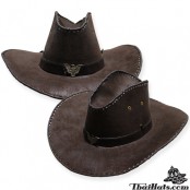 หมวกคาวบอย หนังกลับ สีน้ำตาล คาดเชือกถักสีดำ หมวกcowboy  มี 2 สี No.F1Ah16-0057 