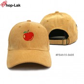 หมวกแก๊ปผ้าลูกฟูก หมวกแก๊ปผ้าปักลาย แอปเปิ้ล แบบเข็มขัด มี4สี No.F5Ah15-0605