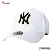 หมวกแก๊ปปัก NY สีขาวปักดำ เป็นแบบหมวกเต็มใบ ใส่ได้ขนาดรอบศรีษะ 56-58 เซนติเมตร No.F5Ah15-0483