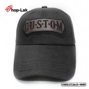 หมวกแก๊ปแบบเข็มขัดปักป้ายหนัง CUSTOM   สีดำ    No.F7Ah15-0009 หมวกแก๊ปแบบเข็มขัดปักป้ายหนัง CUSTOM   สีดำ    No.F7Ah15-0009