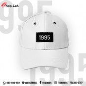 หมวกแก๊ปแฟชั่น  หมวกแก๊ปหนังแบบเข็มขัดปัก "1995" #สีขาว NO.F5Ah15-0797