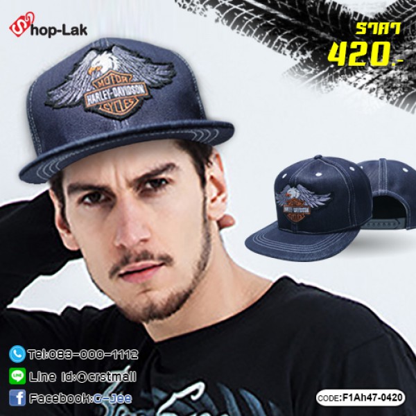 หมวก HipHop SNAPBACK ปัก HARLEY ด้านหลังเป็นแบบสามารถปรับไซส์ได้ No.F1Ah47-0420