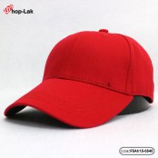 หมวกแก๊ปผ้าปีกโค้งสีแดง เนื้อผ้าคอตตอนผสมโพลี ด้านหลังเป็นเข็มขัดปรับไซด์ได้ No.F5Ah15-0540