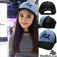 หมวกแก๊ปตาข่าย หมวกตาข่าย Jet set CAPสีฟ้า ตาข่ายสีดำ ด้านหลังเป็นSNAPBACKปรับไซด์ได้ No.F1Ah15-0375