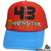 หมวกแก๊ปฟองน้ำตาข่ายคละลาย หมวกตาข่ายMONSTER 43   สีแดงปีกน้ำเงิน    No.F5Ah15-0011