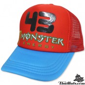 หมวกแก๊ปฟองน้ำตาข่ายคละลาย หมวกตาข่ายMONSTER 43   สีแดงปีกน้ำเงิน    No.F5Ah15-0011