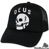  หมวกตาข่าย DEUS CAP  หมวกแก๊ปปัก หัวกะโหลก หมวกแก๊ปฟองน้ำ สีดำ No.F1Ah15-0327
