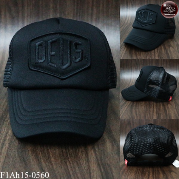 หมวกแก๊ปปักDEUS หมวกแก๊ปฟองน้ำตาข่าย DEUS สีดำ ด้านหลังเป็นSNAPBACKปรับไซด์ได้  No.F1Ah15-0560
