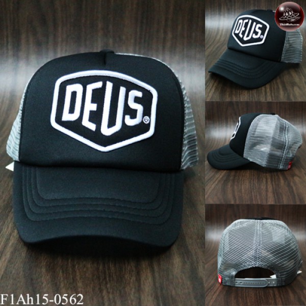   หมวกแก๊ปปักDEUS หมวกแก๊ปฟองน้ำตาข่าย DEUS สีดำปักขาวตาข่ายเทา ด้านหลังเป็นSNAPBACKปรับไซด์ได้  No.F1Ah15-0562