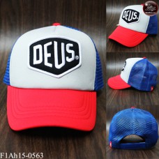 หมวกแก๊ปปักDEUS หมวกแก๊ปฟองน้ำตาข่าย DEUS ปีกแดงตาข่ายน้ำเงินหน้าเทา ด้านหลังเป็นSNAPBACKปรับไซด์ได้ No.F1Ah15-0563