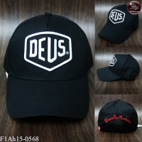  หมวกแก๊ปปักDEUS หมวกแก๊ปผ้า DEUS สีดำปักขาว ด้านหลังเป็นSNAPBACKปรับไซด์ได้  No. F1Ah15-0568