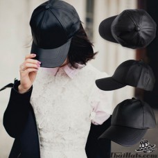 Black leather cap, leather cap, leather cap Women's Leather Cap No.F5Ah15-037