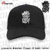 หมวกแก๊ปแฟชั่น หมวกแก๊ปแบบเข็มขัดปัก Wake The Fuck Up#สีดำ No.F7Ah15-0017