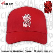 หมวกแก๊ปแฟชั่น หมวกแก๊ปแบบเข็มขัดปัก Wake The Fuck Up#สีแดง No.F7Ah15-0019