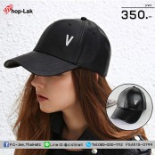 หมวกแก๊ปแฟชั่น  หมวกแก๊ปหนังแบบเข็มขัดปัก "V"  มี 2 สี NO.F5Ah15-0798