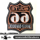 อาร์มปักลาย Harley Route 66  7x6 cm ติดเสื้อติดหมวก ติดสินค้าแฟชั่น งาน DIY เสื้อผ้า งานปักระเอียด No.F3Aa51-0007a041