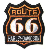 อาร์มปักลาย Harley Route 66  7x6 cm ติดเสื้อติดหมวก ติดสินค้าแฟชั่น งาน DIY เสื้อผ้า งานปักระเอียด No.F3Aa51-0007a041