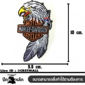 อาร์มปักลาย Harley หัวนกอินทรีย์  10x5.5 cm ติดเสื้อติดหมวก ติดสินค้าแฟชั่น งาน DIY เสื้อผ้า งานปักระเอียด No.F3Aa51-0011a002