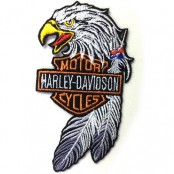 อาร์มปักลาย Harley หัวนกอินทรีย์  10x5.5 cm ติดเสื้อติดหมวก ติดสินค้าแฟชั่น งาน DIY เสื้อผ้า งานปักระเอียด No.F3Aa51-0011a002