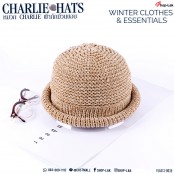 หมวกกันหนาว หมวกไหมพรม ถักม้วนขอบบุ ผ้าซับใน ทรงชาลี หมวกขอบม้วน No.F5Ah13-0033
