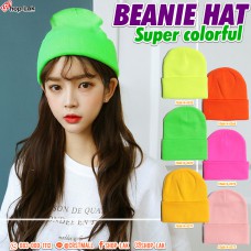 Beanie Hat หมวกไหมพรหม สีจี๊ดจ๊าด ไอเทมฮอตใส่ไปเที่ยวในฤดูหนาว No.F5Ah14-0028