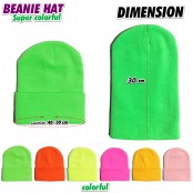 Beanie Hat หมวกไหมพรหม สีจี๊ดจ๊าด ไอเทมฮอตใส่ไปเที่ยวในฤดูหนาว No.F5Ah14-0028