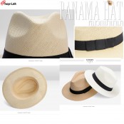หมวกปานามา PANAMA สานคาดริบบิ้นดำ หมวกปีกรอบ หมวกปามานาทรงผู้หญิง สไตล์ classic No.F5Ah16-0104