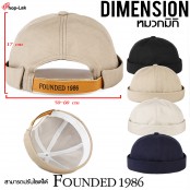 Miki Hat หมวกมิกิ ลาย "FOUNDED 1986" หมวกวินเทจย้อนยุค 1986  หมวกทรงกลมไม่มีปีก หมวกแตงโม สีพื้น No.F5Ah31-0059