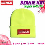 หมวกไหมพรมสีพื้นปัก ลาย IDENGO สีจี๊ดจ๊าด หมวกกันหนาว ใส่ไปเที่ยวในฤดูหนาว Beanie Hat No.F7Ah14-0090