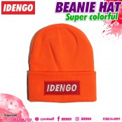 หมวกไหมพรมสีพื้นปัก ลาย IDENGO สีจี๊ดจ๊าด หมวกกันหนาว ใส่ไปเที่ยวในฤดูหนาว Beanie Hat No.F7Ah14-0090