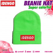 หมวกไหมพรมสีพื้นปัก ลาย IDENGO สีจี๊ดจ๊าด หมวกกันหนาว ใส่ไปเที่ยวในฤดูหนาว Beanie Hat No.F7Ah14-0090