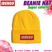 หมวกไหมพรมสีพื้นปัก ลาย IDENGO สีจี๊ดจ๊าด หมวกกันหนาว ใส่ไปเที่ยวในฤดูหนาว Beanie Hat No.F7Ah14-0090
