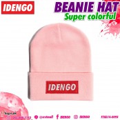 หมวกไหมพรมสีพื้นปัก ลาย IDENGO สีจี๊ดจ๊าด หมวกกันหนาว ใส่ไปเที่ยวในฤดูหนาว Beanie Hat No.F7Ah14-0090