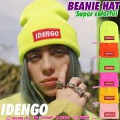 หมวกไหมพรมสีพื้นปัก ลาย IDENGO สีจี๊ดจ๊าด หมวกกันหนาว ใส่ไปเที่ยวในฤดูหนาว Beanie Hat No.F7Ah14-0090