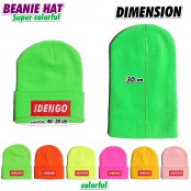 หมวกไหมพรมสีพื้นปัก ลาย IDENGO สีจี๊ดจ๊าด หมวกกันหนาว ใส่ไปเที่ยวในฤดูหนาว Beanie Hat No.F7Ah14-0090