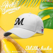 หมวกแก็ปต้อนรับซัมเมอร์สไตล์เกาหลี ปักลาย M  Milkshake  2สี ! No.F7Ah15-0144