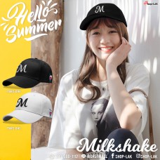 หมวกแก็ปต้อนรับซัมเมอร์สไตล์เกาหลี ปักลาย M  Milkshake  2สี ! No.F7Ah15-0144