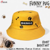 Bucket Hat หมวกบักเก็ต ปักลาย กระดูกกับรอยเท้า น้องหมาพันธุ์ปั๊ก Pug หมวกปีกรอบ IDENGO No.F7Ah32-0131