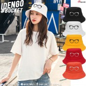  หมวกบักเก็ต Bucket Hat ปักลาย แว่นคาดหัว  หมวกปีกรอบ IDENGO No.F7Ah32-0135