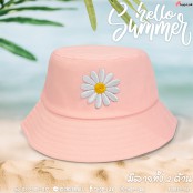 หมวกบักเก็ตต้อนรับซัมเมอร์สไตล์เกาหลี ปักลายเดซี่ Hello! Summer! No.F7Ah32-0140