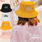 หมวกบักเก็ตต้อนรับซัมเมอร์สไตล์เกาหลี ปักลายเดซี่ Hello! Summer! No.F7Ah32-0140