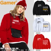 เสื้อแขนยาวคอกลม ลาย Gamer ผ้าสำลี สเวตเตอร์สวยๆ สไตล์ยุโรป ชาวสายเกมเมอร์ควรมี Sweatshirt Gaming No.F7Cs01-0143