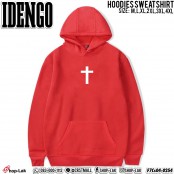 HOODIE เสื้อกันหนาว มีฮู้ด สกรีน flex ลาย IDENGO Cross เสื้อฮู้ดแขนยาวสไตล์อเมริกัน No.F7Cs04-0242