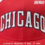 หมวก HipHop เต็มใบ สีแดง/สีดำ สไตล์ชาวอเมริกา ชาวบาสเก็คบอลหรือชาวฮิปฮอป ลาย CHICAGO  No.F7Ah47-0051 และ F7Ah47-0065