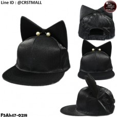 HipHop Cloth Cap HipHop hat, shiny black hat, cat earrings, shiny pearls No.F5Ah47-0218