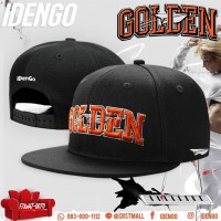 หมวกฮิปฮอป ปักโลโก้ "GOLDEN" หมวกฮิปฮอป SNAP BACK ลวดลายเท่ห์ๆในสไตล์ IDENGO โลโก้คมชัด ลายเส้นสวยงาม NO.F7AH47-0070