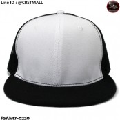 หมวกฮิปฮอปตาข่าย  หมวกแก๊ปปีกตรง  สีขาว  No.F5Ah47-0220
