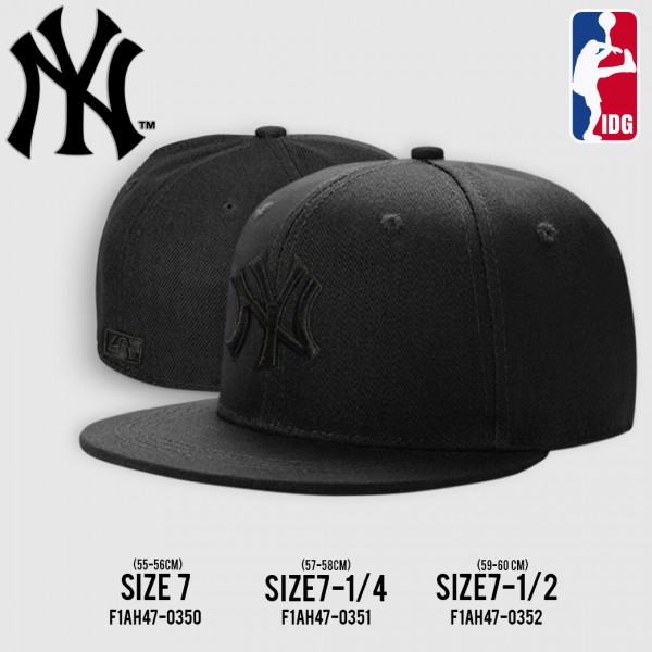 หมวก HIPHOP เต็มใบ หมวก HIPHOP สีดำ โลโก้ NY ปักดำ สินค้า มีทั้งหมด 3 SIZE NO. F1Ah47-0418