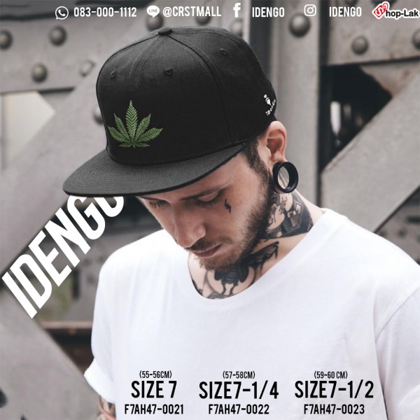 หมวกHIPHOP แฟชั่น  หมวกHIPHOPเต็มใบ   ใบกัญชา/Weed  สีดำ No.F7Ah47-0021